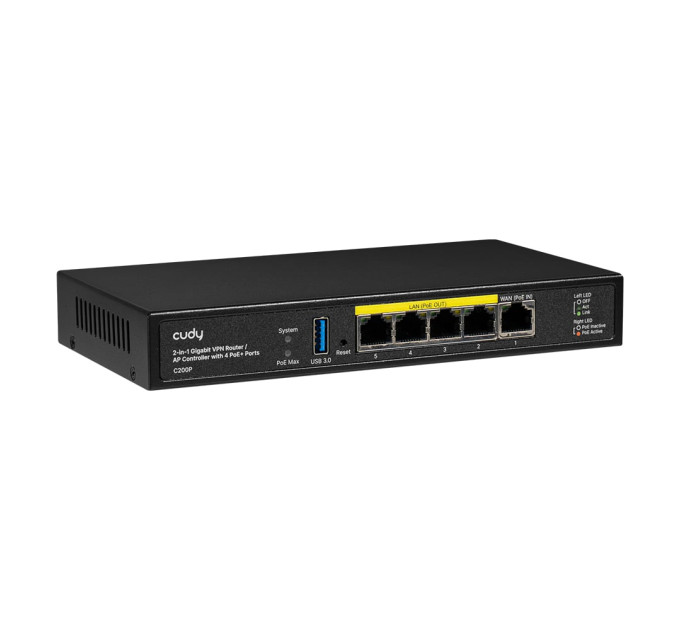 Контролер точок доступу AP / гігабітний VPN-маршрутизатор Cudy C200P з 4 портами PoE+