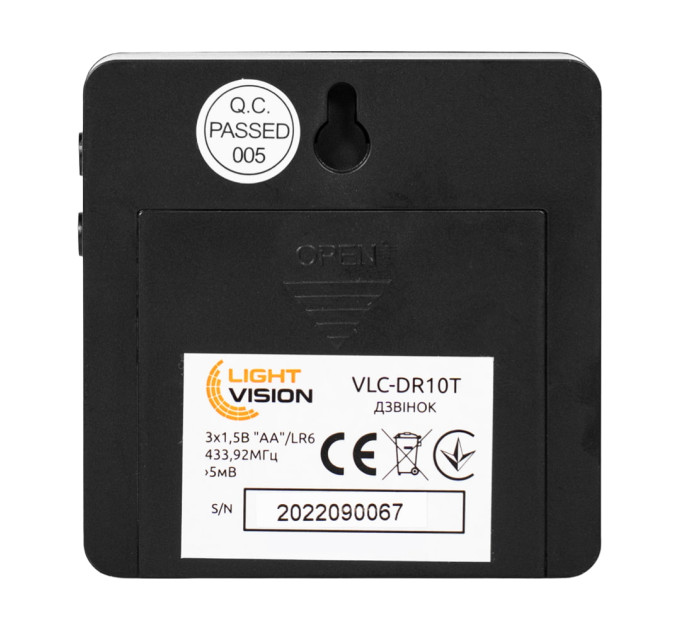 Дверний WiFi дзвінок Light Vision VLC-DR10T(Tuya) Black з ІЧ-датчиком руху