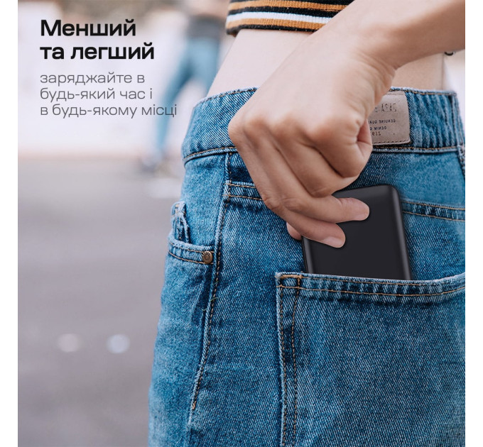 Повербанк 10000mAh Choetech B654 Black 22.5W QC3.0 PD3.0 вбудовані кабелі Type-C та Lightning