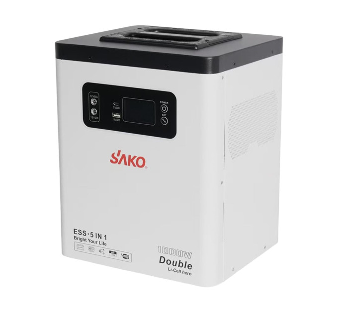 Портативна зарядна станція Sako Alpha-ESS-1000W/2KWh. Потужність 1000 Вт, енергоємність 2009.6 Вт*год, LifePO4