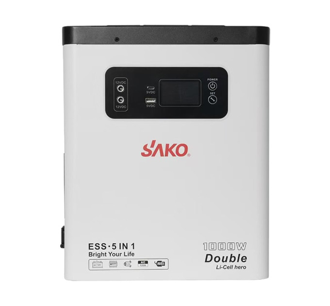 Портативна зарядна станція Sako Alpha-ESS-1000W/2KWh. Потужність 1000 Вт, енергоємність 2009.6 Вт*год, LifePO4