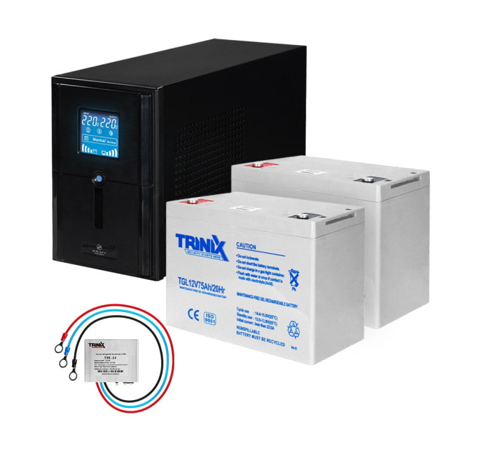 Комплект резервного питания: Kraft PSW1000VA/800W(LCD)24V UPS + гелевая батарея 1800 Вт*ч