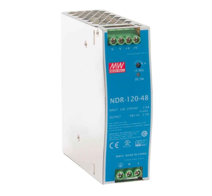 Блок питания NDR-120-48 Mean Well на DIN-рейке