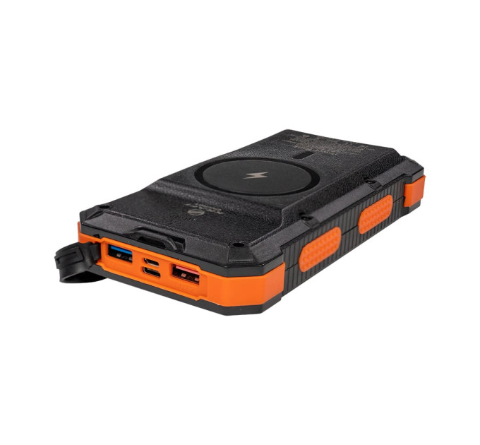 Повербанк з сонячною панеллю 20000mAh Power Bank Kraft KPB-U2230WFCSL Orange бездротова зарядка LED-ліхтар