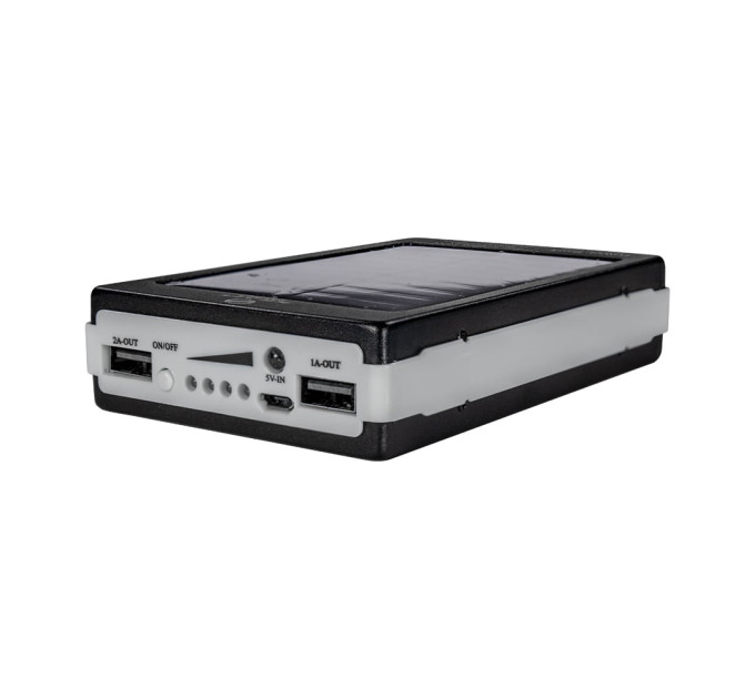 Повербанк с солнечной панелью 10000mAh Power Bank Kraft KPB-1012SL Black LED-фонарь