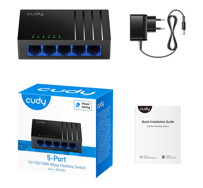 Коммутатор 5-портовый неуправляемый Cudy GS105D гигабитный