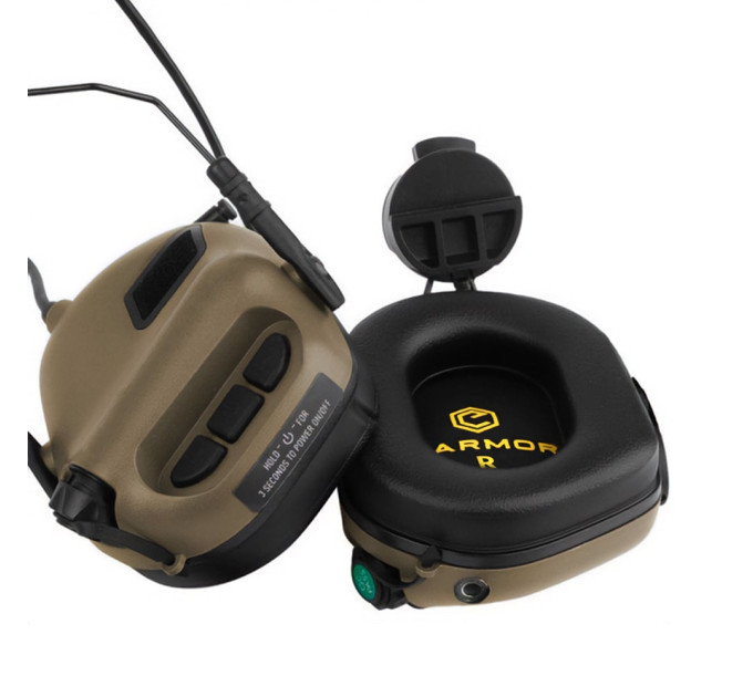 Активные защитные наушники Earmor M31H MARK3 ARC (CB) Coyote Brown с креплением на шлем