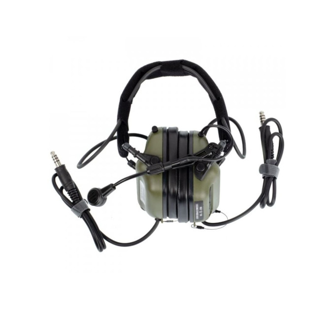 Активні захисні навушники Earmor M32 MARK3 DUAL COM (FG) Olive з гарнітурою
