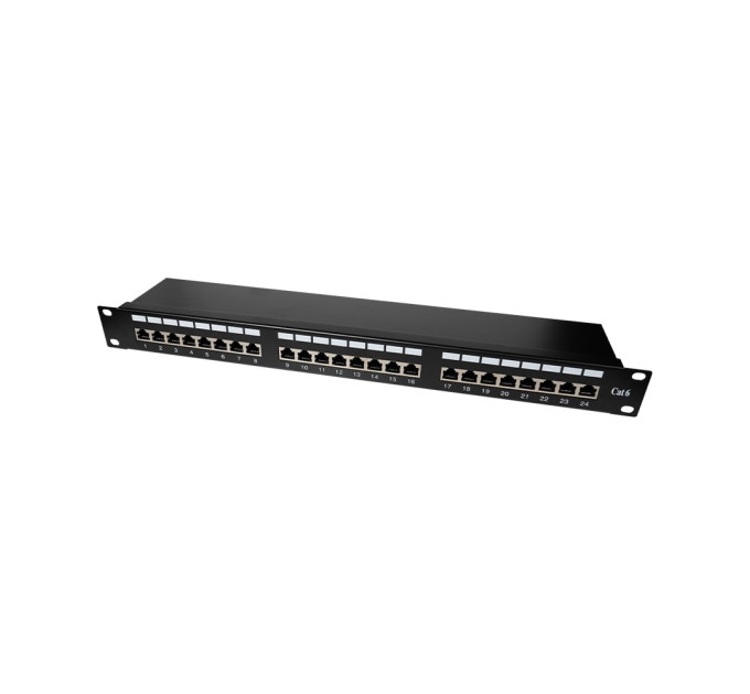 Патч-панель 24 порти NVC-PN-12/24 CAT5/CAT6 19" 1U екранована