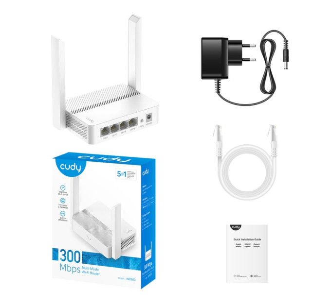 WiFi маршрутизатор Cudy WR300 100Mbps Mesh-сателіт N300