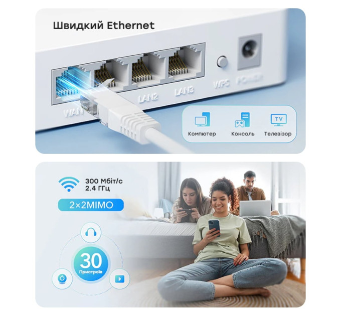 WiFi маршрутизатор Cudy WR300 100Mbps Mesh-сателіт N300