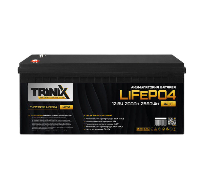 Аккумуляторная литий-железо-фосфатная 12.8В 200А*ч Trinix TLFP-12200 Ultra LiFePO4 с Bluetooth (Black)