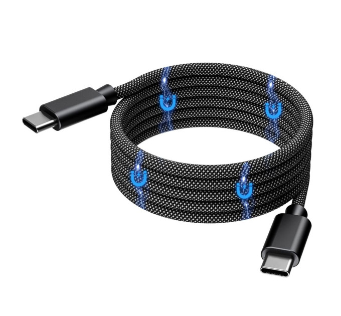 Кабель Choetech ХСС-1051 Black USB-C to USB-C Magnetic PD3.1 240W 1.8m