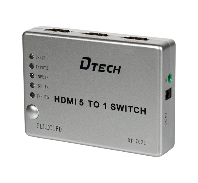 Комутатор 4K@30Hz HDMI 5x1 Dtech DT-7021 (MS)
