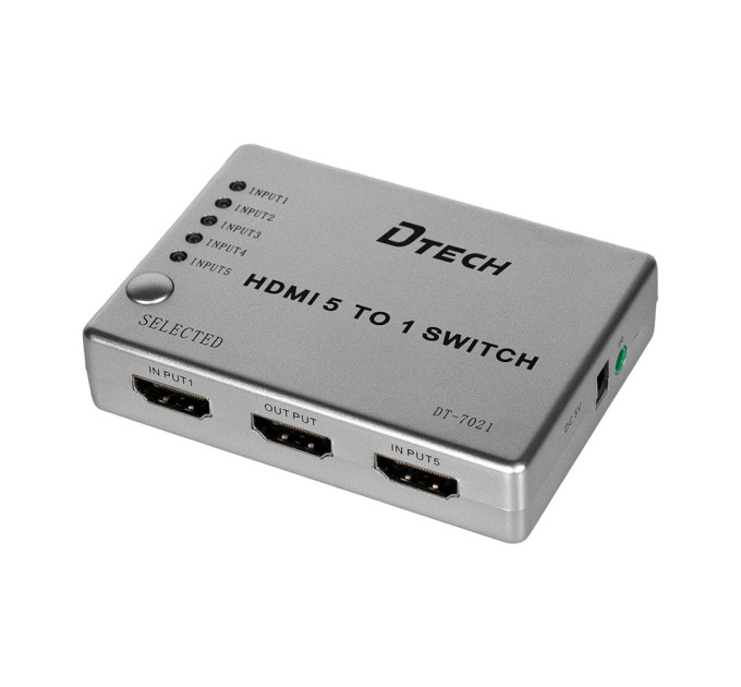 Комутатор 4K@30Hz HDMI 5x1 Dtech DT-7021 (MS)