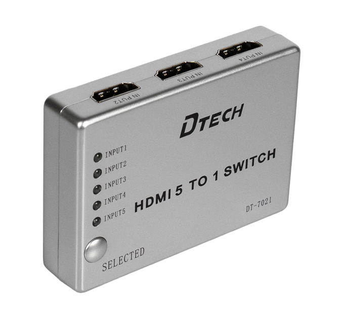 Комутатор 4K@30Hz HDMI 5x1 Dtech DT-7021 (MS)