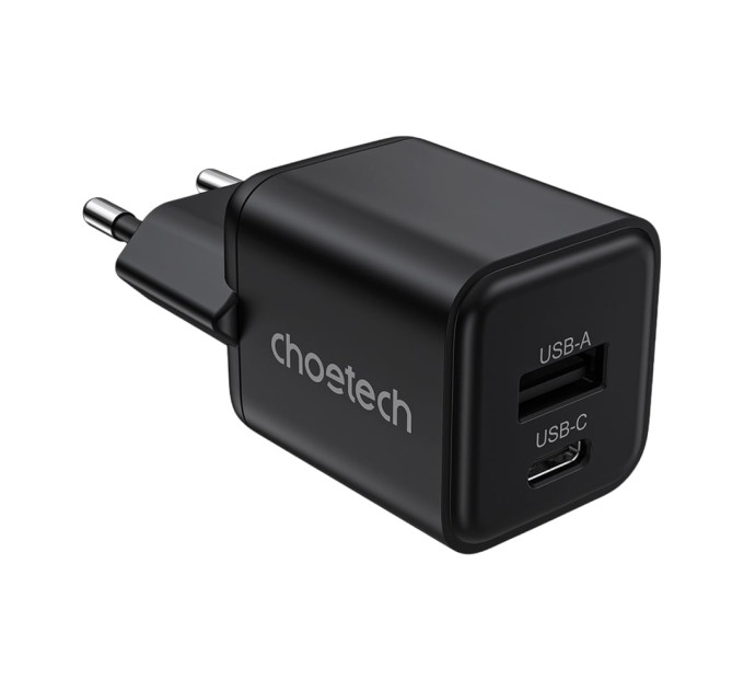 Сетевое зарядное устройство для Choetech PD5012 mini PD30W GAN A+C Black Сетевое зарядное устройство для Choetech PD5012 mini PD30W GAN A+C Black