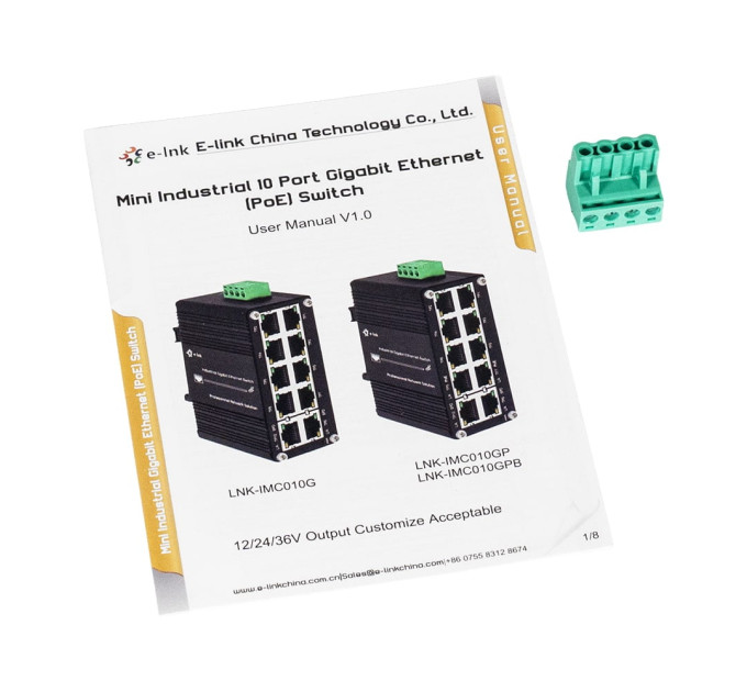 PoE-коммутатор 10-портовый E-LINK LNK-IMC010GPB с 8 портами PoE