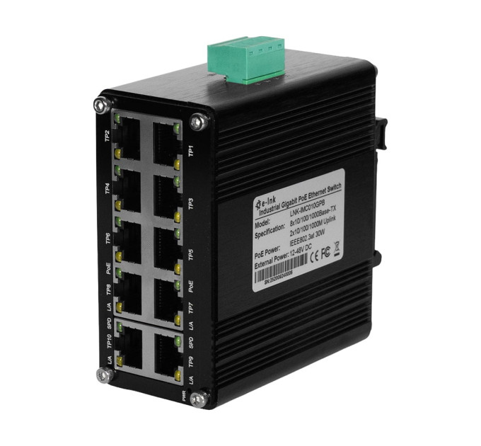 PoE-коммутатор 10-портовый E-LINK LNK-IMC010GPB с 8 портами PoE