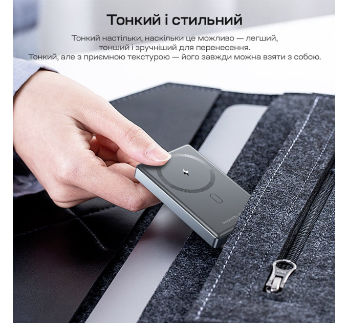 Повербанк 10000mAh Choetech B739 Black QC3.0 PD3.0 бездротова магнітна зарядка
