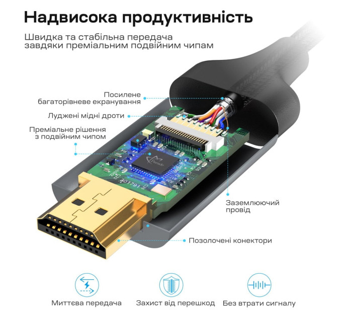Кабель Choetech CH0021 Black USB-C to HDMI 4K@60Hz 1.8m