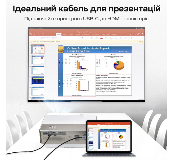 Кабель Choetech CH0021 Black USB-C to HDMI 4K@60Hz 1.8m