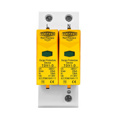 Ограничитель напряжения TOMZN TOV1-20/2P 275V AC 10-20kA под DIN-рейку 2 полюса Ограничитель напряжения TOMZN TOV1-20/2P 275V AC 10-20kA под DIN-рейку 2 полюса