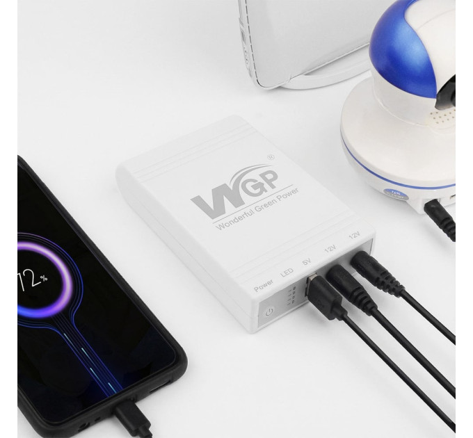 Джерело безперебійного живлення Mini UPS WGP UPS103C 20000mAh 5V/12V/12V, Li-ion 4*5Ah, для роутера та оптичного терміналу