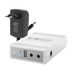 Комплект Mini UPS с блоком питания: источник бесперебойного питания Mini UPS WGP UPS103C 16000mAh 5V/12V/12V, Li-ion 4*4Ah, для роутера и оптического терминала и блок питания SPF-1202B 12V/2A (24W)