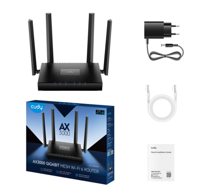 WiFi 6 Mesh-маршрутизатор Cudy WR3000E V2 дводіапазонний гігабітний AX3000