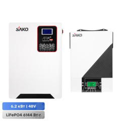 Комплект резервного питания Sako: гибридный инвертор 6.2 кВт SUNON IV 48В +120A MPPT и аккумуляторная батарея 51.2В 6144Втг Li-Sun series LiFePo4