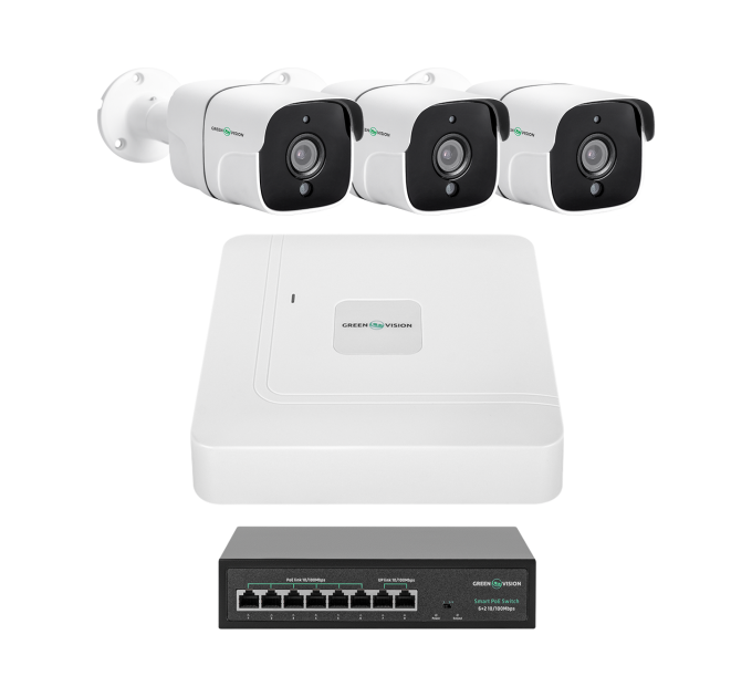 Комплект відеоспостереження на 3 камери GV-IP-K-W86/03 5MP Комплект відеоспостереження на 3 камери GV-IP-K-W86/03 5MP