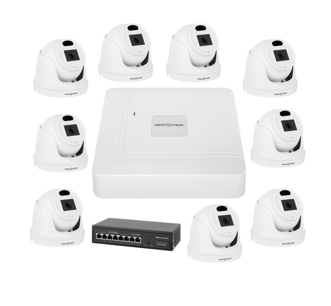 Комплект відеоспостереження на 9 камер GV-IP-K-W72/09 3MP