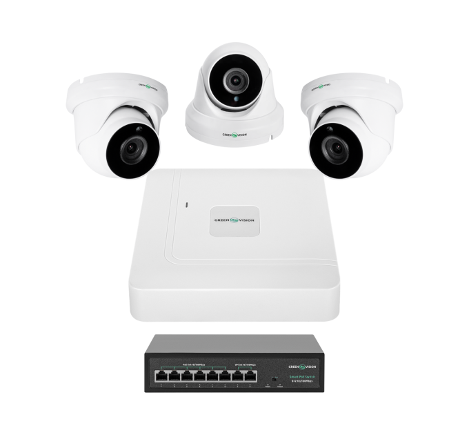 Комплект видеонаблюдения на 3 камеры GV-IP-K-W81/03 5MP