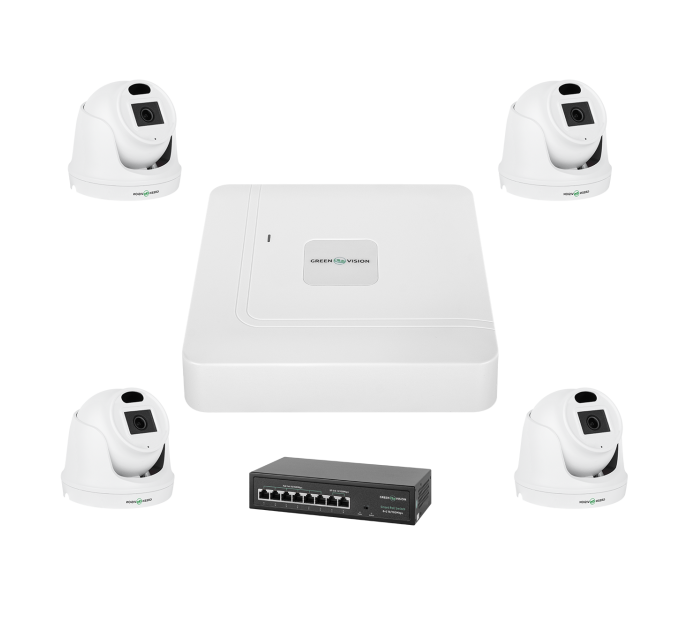 Комплект відеоспостереження на 4 камери GV-IP-K-W70/04 3MP Комплект відеоспостереження на 4 камери GV-IP-K-W70/04 3MP