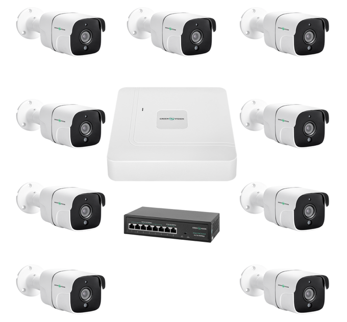 Комплект відеоспостереження на 9 камер GV-IP-K-W78/09 5MP Комплект відеоспостереження на 9 камер GV-IP-K-W78/09 5MP