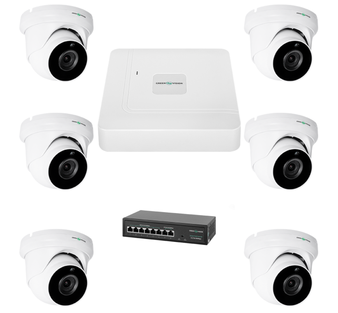 Комплект видеонаблюдения на 6 камер GV-IP-K-W76/06 5MP