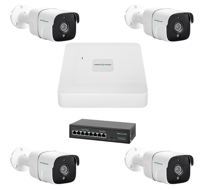 Комплект видеонаблюдения на 4 камеры GV-IP-K-W75/04 5MP Комплект видеонаблюдения на 4 камеры GV-IP-K-W75/04 5MP