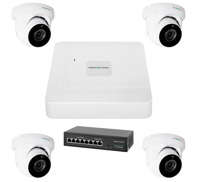 Комплект відеоспостереження на 4 камери GV-IP-K-W74/04 5MP