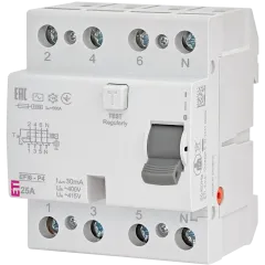 ЭТИ 4р EFI6-P4 25/0,03 тип AC (6kA) Реле дифференциальное (УЗО) ЭТИ 4р EFI6-P4 25/0,03 тип AC (6kA) Реле дифференциальное (УЗО)