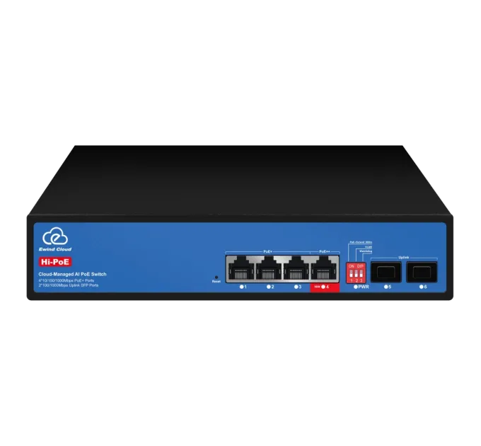 Ewind EW-ES3006FGSH-AP AI PoE Комутатор 6 портів керований хмарно