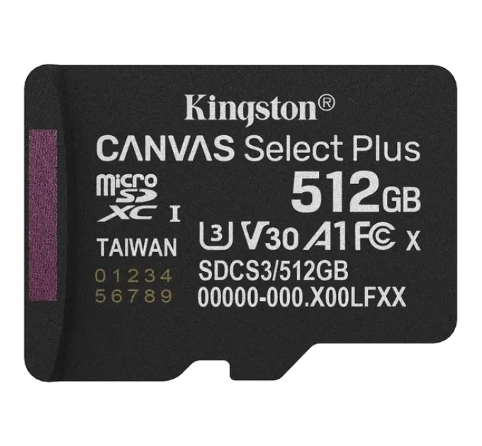 MicroSDXC 512GB UHS-I Class 10 Kingston Canvas Select Plus R150MB/s (SDCS3/512GBSP) Модуль флеш-пам'яті MicroSDXC 512GB UHS-I Class 10 Kingston Canvas Select Plus R150MB/s (SDCS3/512GBSP) Модуль флеш-пам'яті