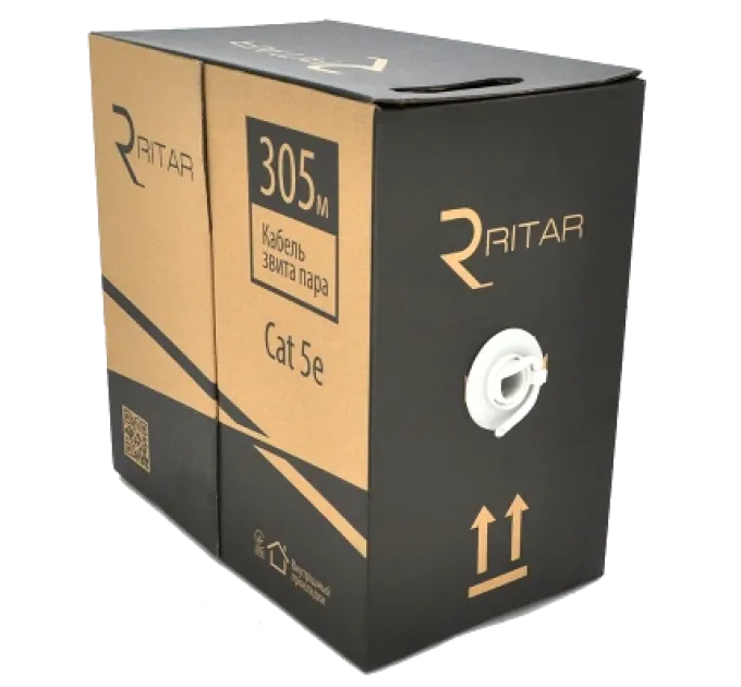 Ritar зовнішній КНП UTP (4*2*0.5) 4p 24 AWG ПЕ (305м) чорний Кабель