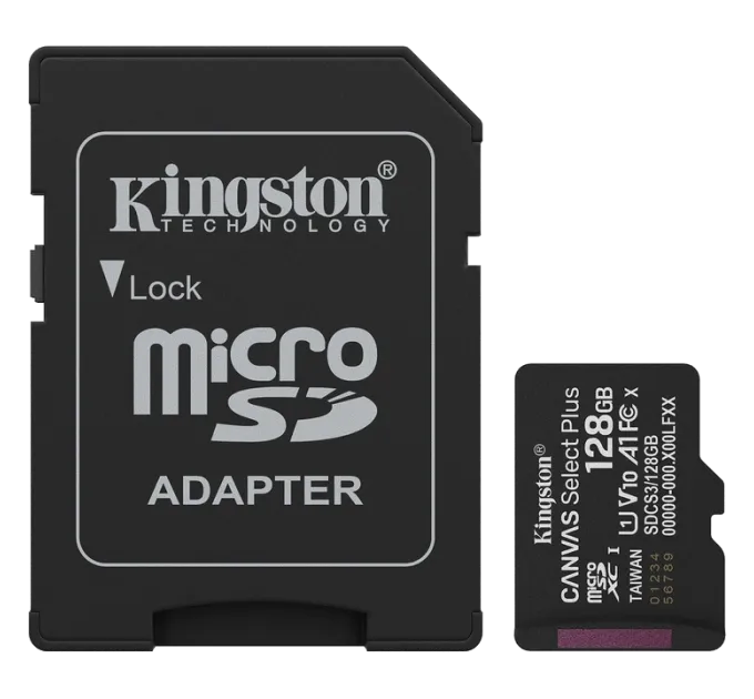 Kingston microSD 128GB C10 UHS-I A1 V10 R150MB/s + SD Карта памяти Kingston microSD 128GB C10 UHS-I A1 V10 R150MB/s + SD Карта памяти