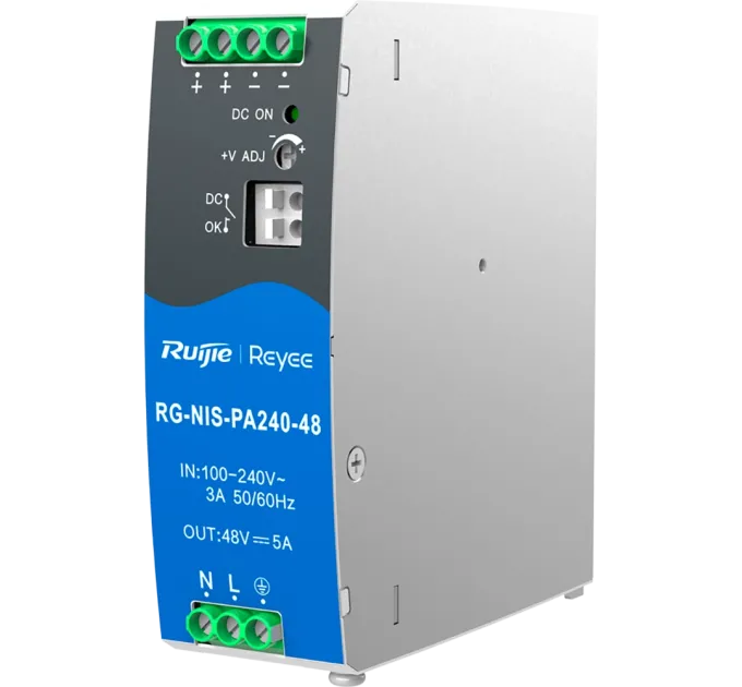Ruijie RG-NIS-PA240-48 Источник питания AC/DC 240 Вт на DIN-рейке Ruijie RG-NIS-PA240-48 Источник питания AC/DC 240 Вт на DIN-рейке