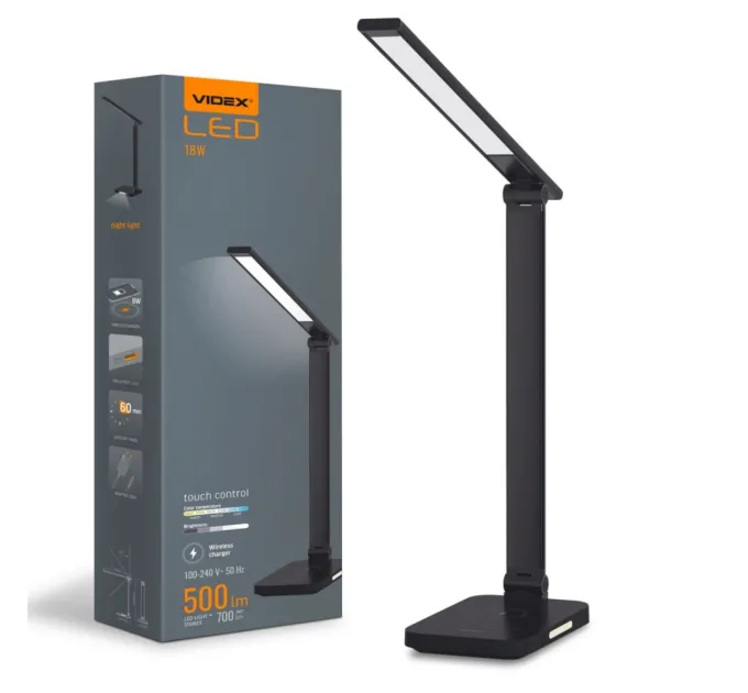 VIDEX VL-TF17B 18W 1800-6500K LED настольная лампа с беспроводной зарядкой