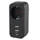 VIDEX ONCORD з/з 1п 2.4A 2USB+USB-C Black Мережевий адаптер з заземленням