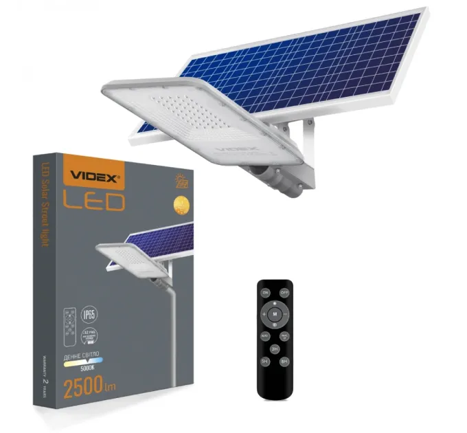 VIDEX 30W 5000K LED фонарь уличный автономный