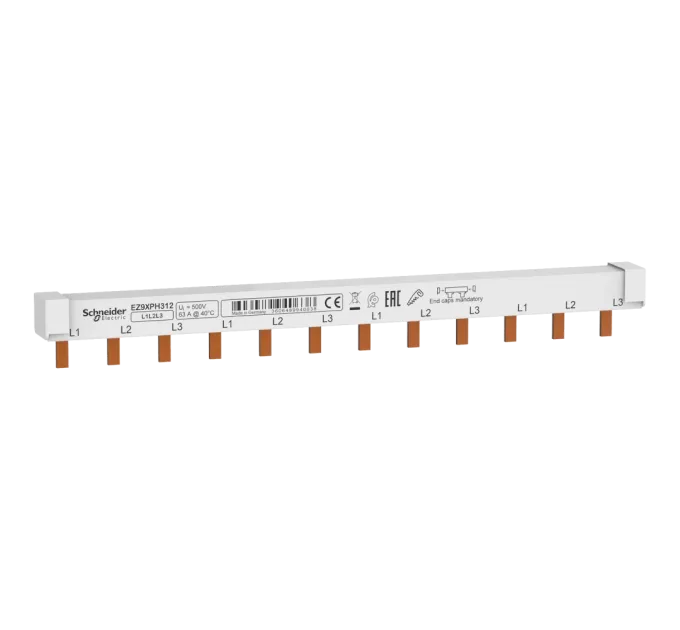 Schneider Electric EZ9XPH312 EASY9 63A 3P Гребенчатая шина на 12 модулей Schneider Electric EZ9XPH312 EASY9 63A 3P Гребенчатая шина на 12 модулей