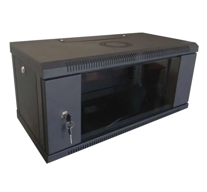 Hypernet WMNC-4U-FLAT-AC-BLACK 4U 600x450 Шафа коммутаційна настінна розбірна чорна